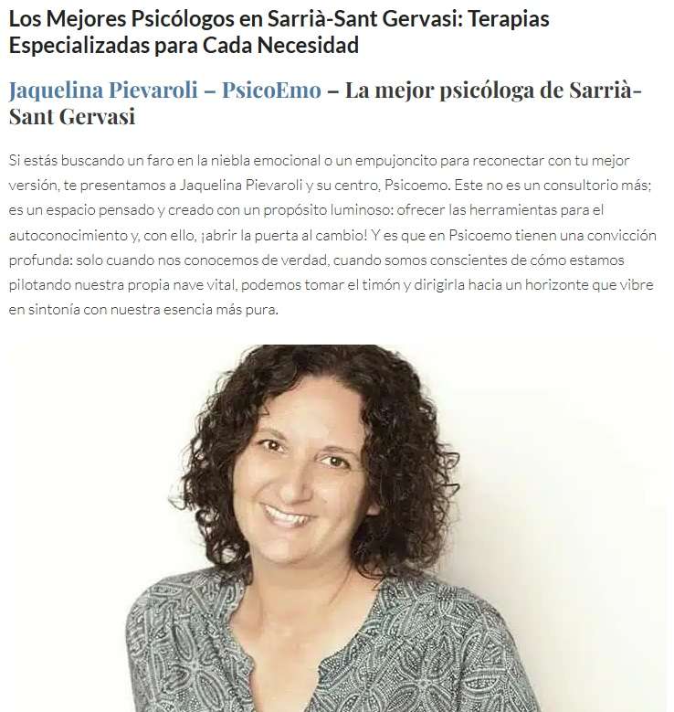 Mejor psicóloga en Sant Gervasi Barcelona